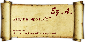 Szojka Apolló névjegykártya